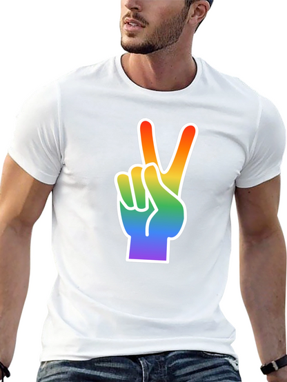 Rainbow Peace Sign Graphic Tee - Black
