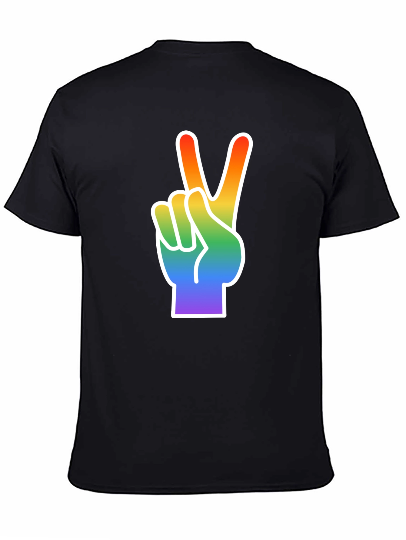 Rainbow Peace Sign Graphic Tee - Black