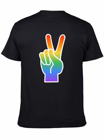 Rainbow Peace Sign Graphic Tee - Black