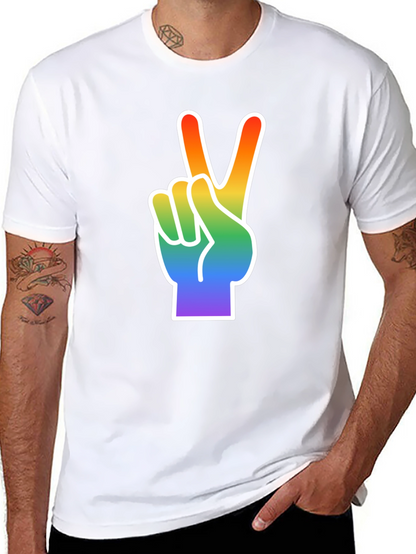 Rainbow Peace Sign Graphic Tee - Black