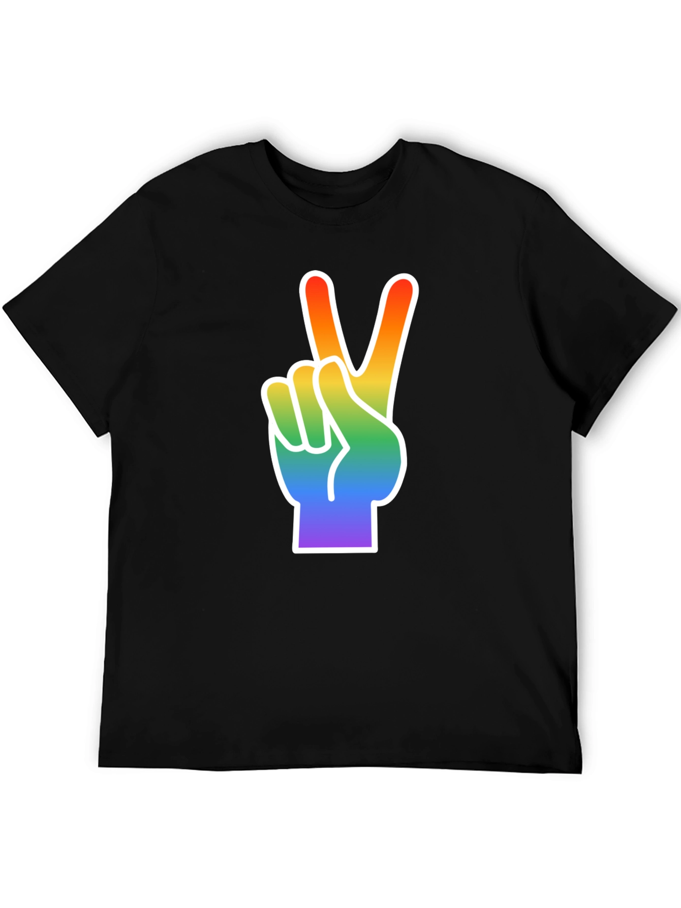 Rainbow Peace Sign Graphic Tee - Black