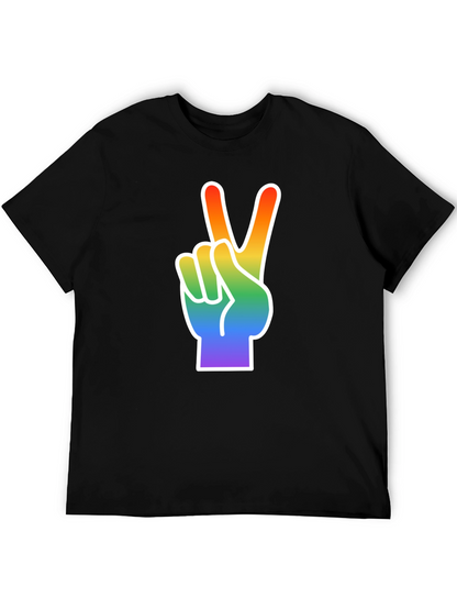 Rainbow Peace Sign Graphic Tee - Black