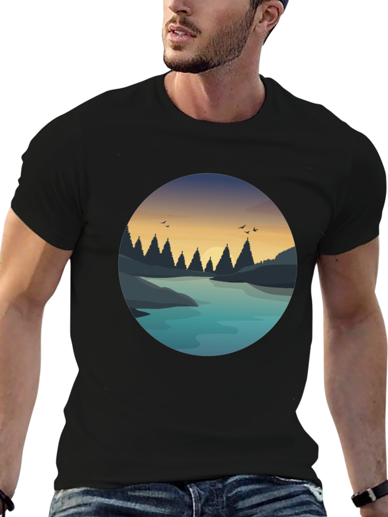 Nature Lake Graphic Print T-Shirt