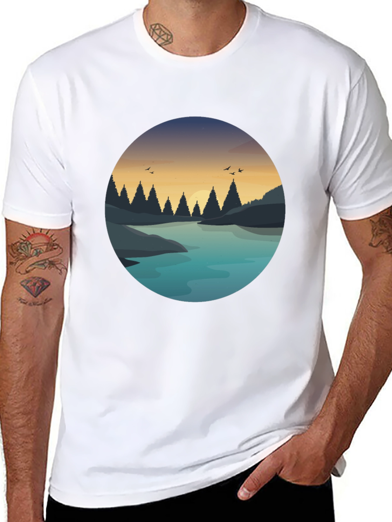 Nature Lake Graphic Print T-Shirt