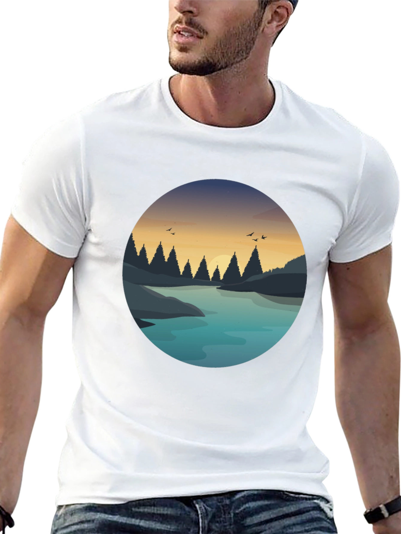 Nature Lake Graphic Print T-Shirt