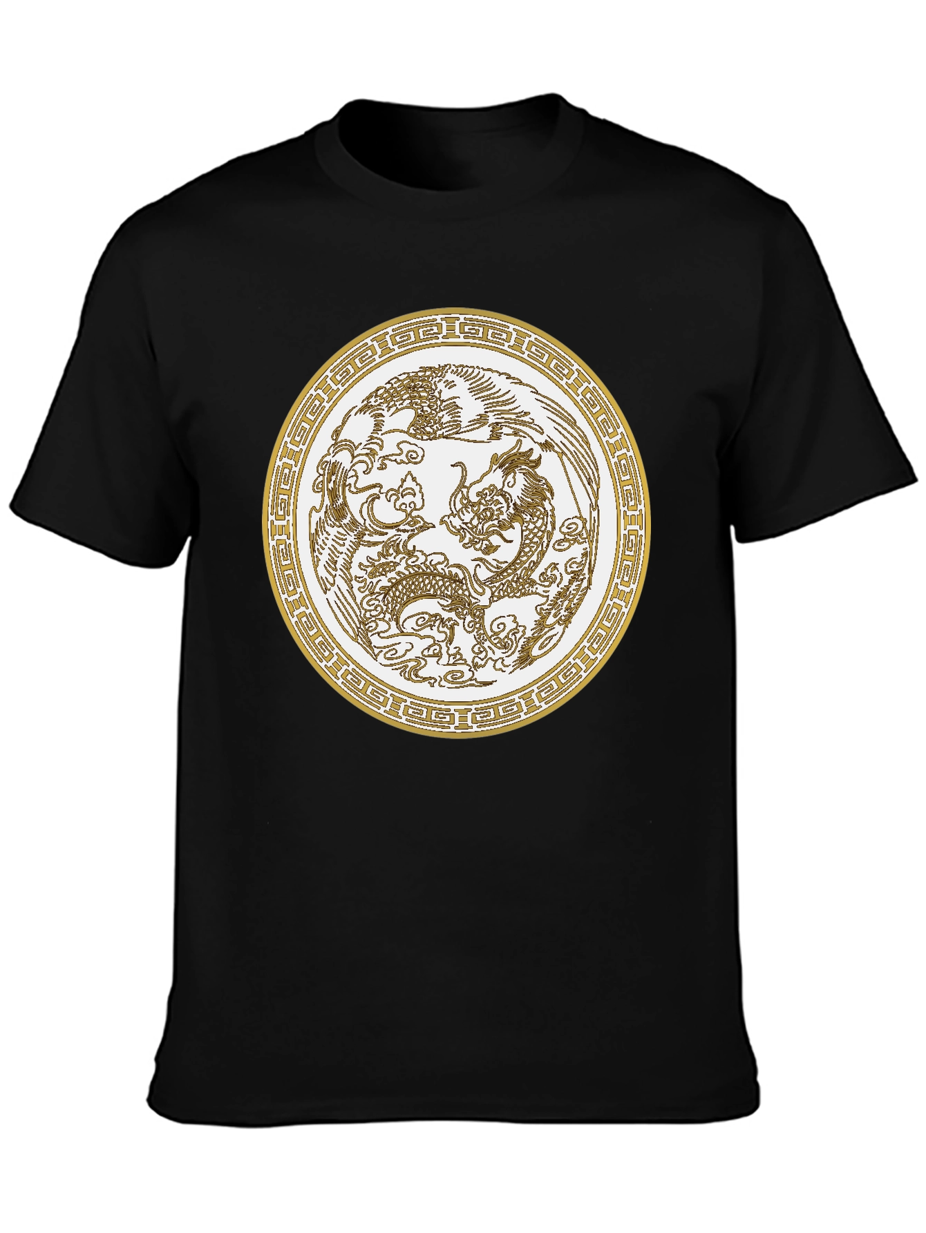 Dragon & Phoenix Graphic Tee - Unisex Black T-Shirt