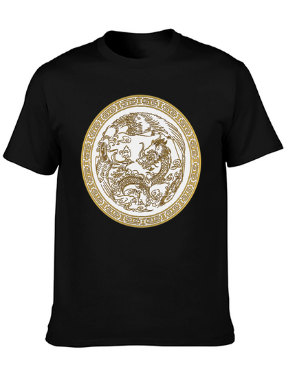 Dragon & Phoenix Graphic Tee - Unisex Black T-Shirt