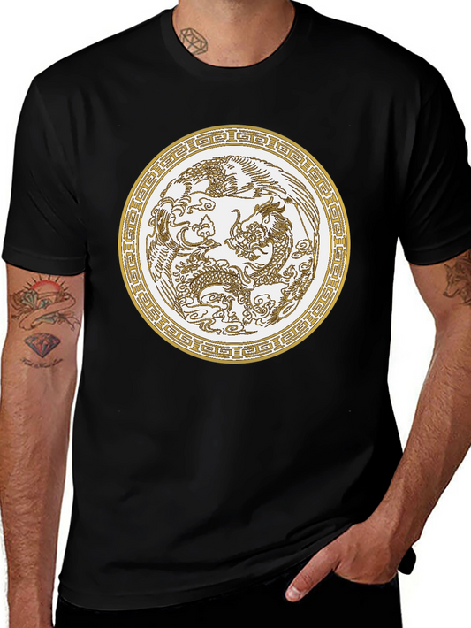 Dragon & Phoenix Graphic Tee - Unisex Black T-Shirt