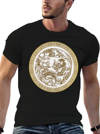 Dragon & Phoenix Graphic Tee - Unisex Black T-Shirt