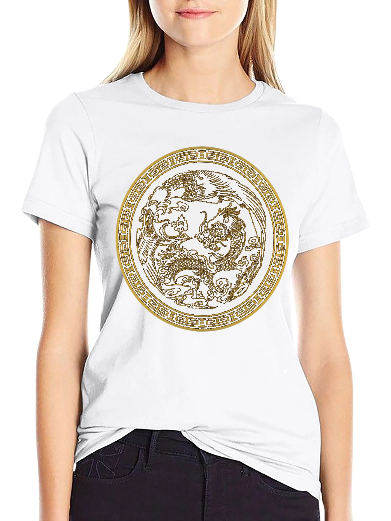 Dragon & Phoenix Graphic Tee - Unisex Black T-Shirt