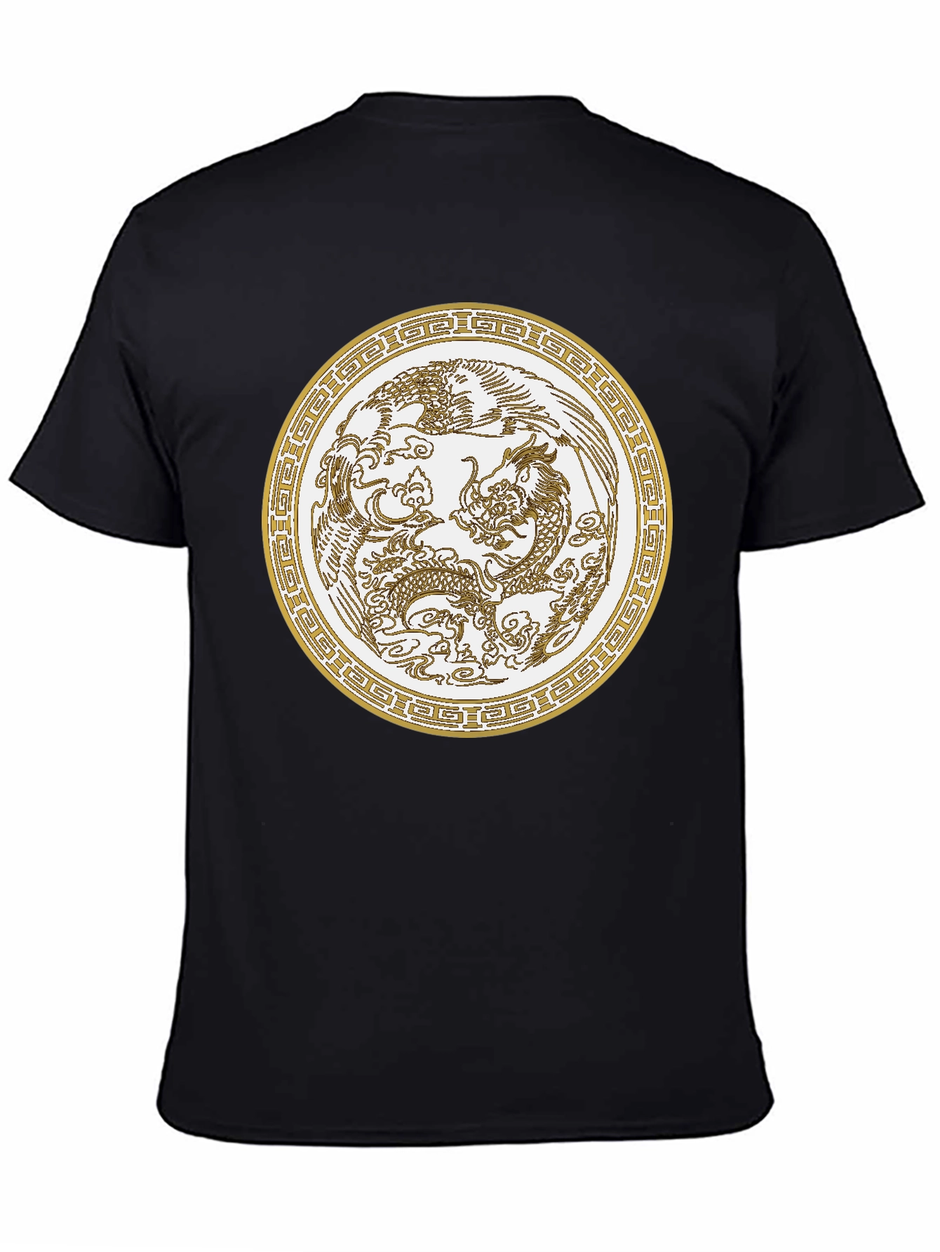 Dragon & Phoenix Graphic Tee - Unisex Black T-Shirt