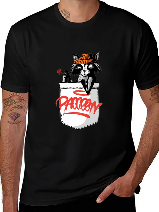 Raccoon in Pocket Graphic T-Shirt