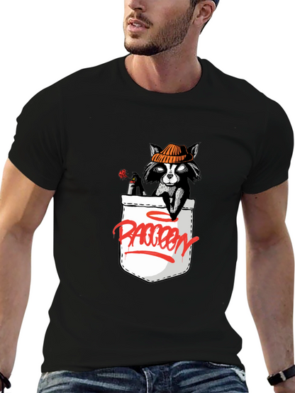 Raccoon in Pocket Graphic T-Shirt