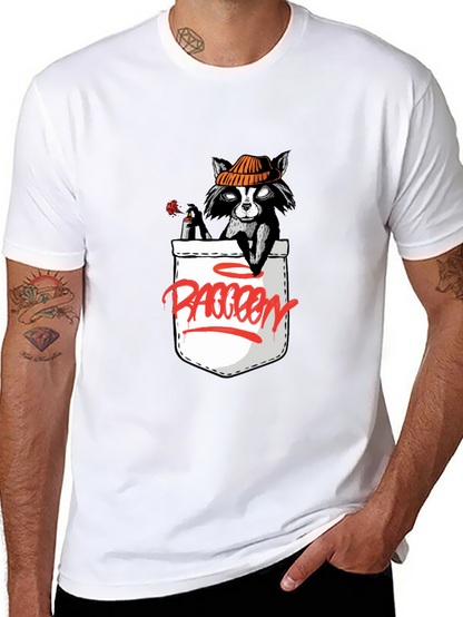 Raccoon in Pocket Graphic T-Shirt