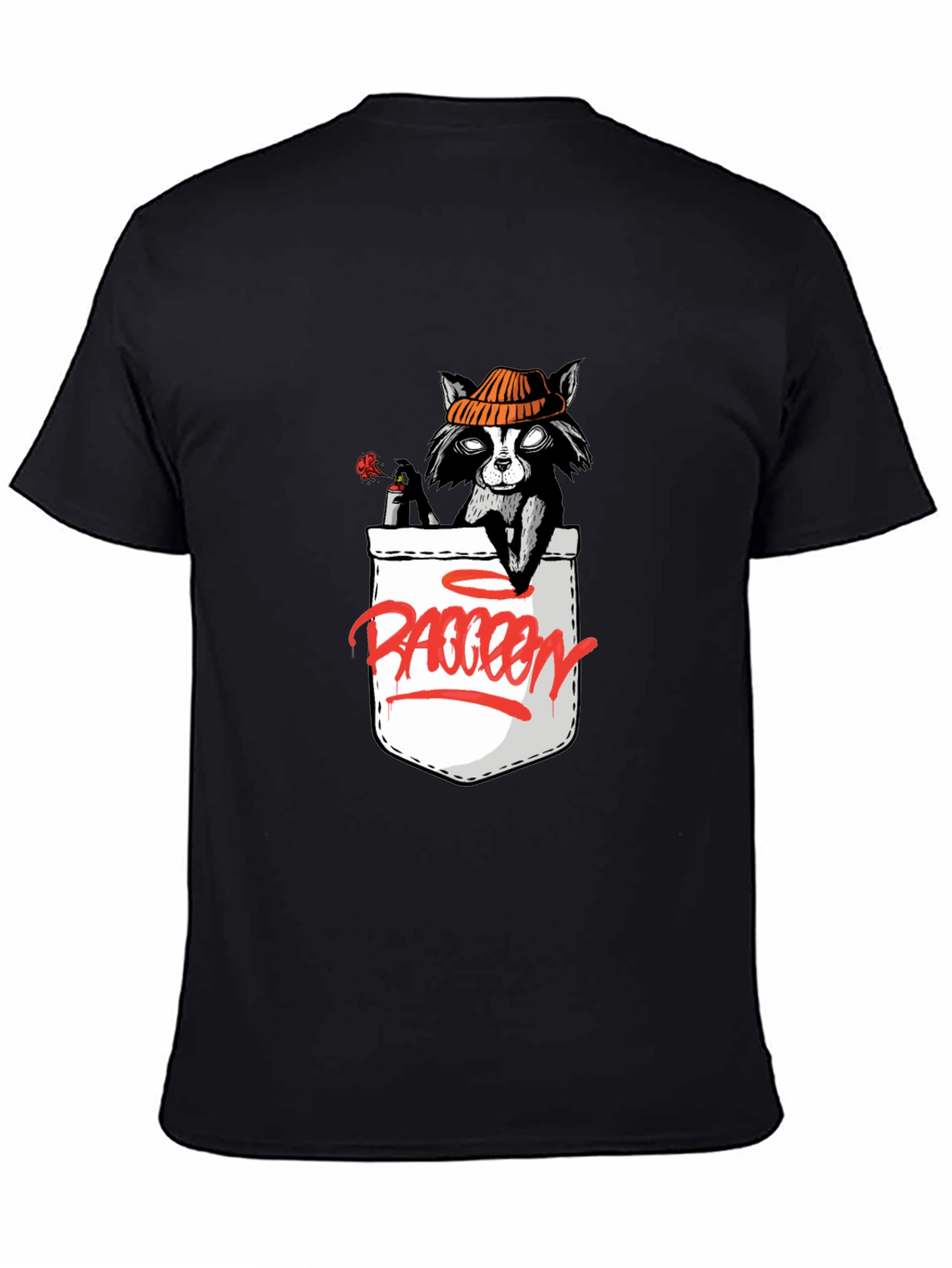Raccoon in Pocket Graphic T-Shirt