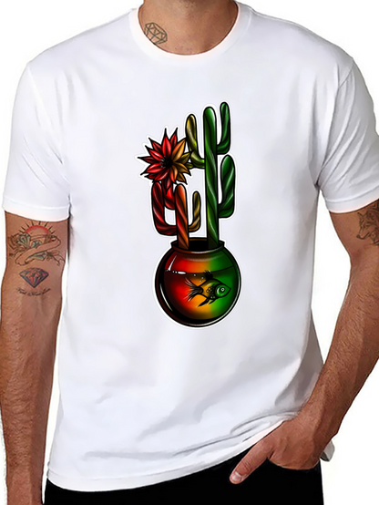Cactus & Fishbowl Graphic Black Tee