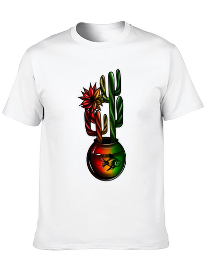 Cactus & Fishbowl Graphic Black Tee