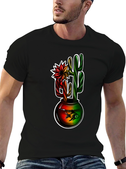 Cactus & Fishbowl Graphic Black Tee