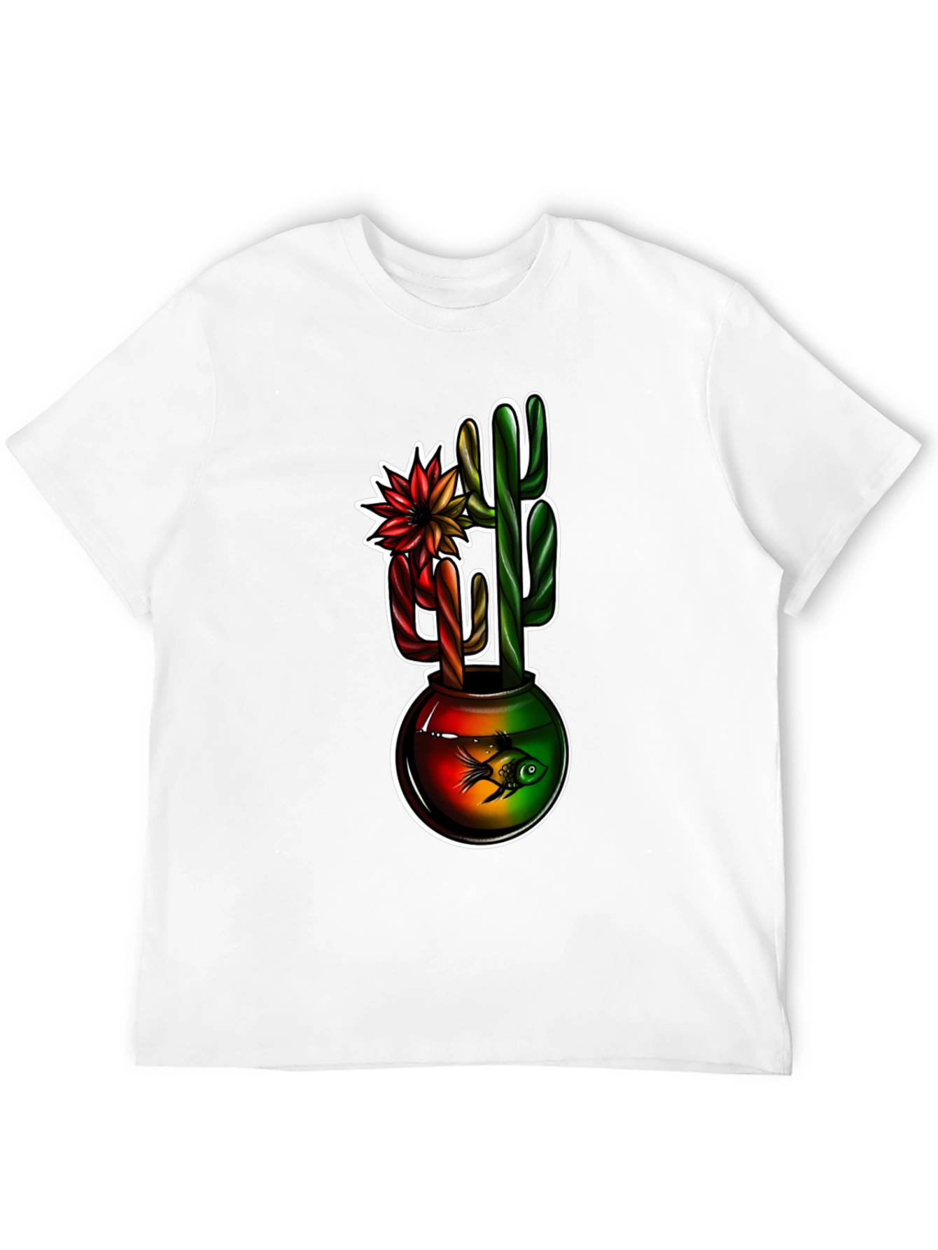 Cactus & Fishbowl Graphic Black Tee