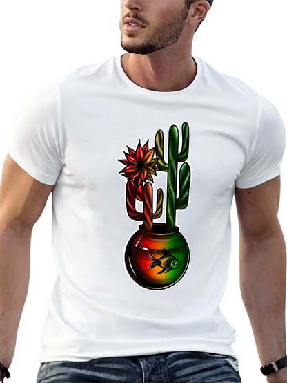 Cactus & Fishbowl Graphic Black Tee