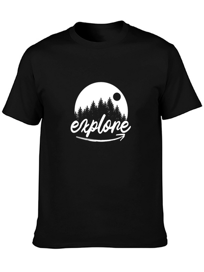 Explore Graphic Tee - Black Cotton Adventure Shirt