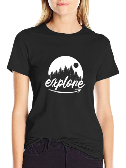Explore Graphic Tee - Black Cotton Adventure Shirt