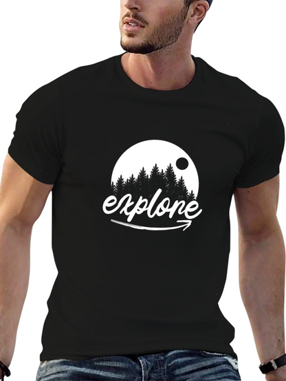 Explore Graphic Tee - Black Cotton Adventure Shirt