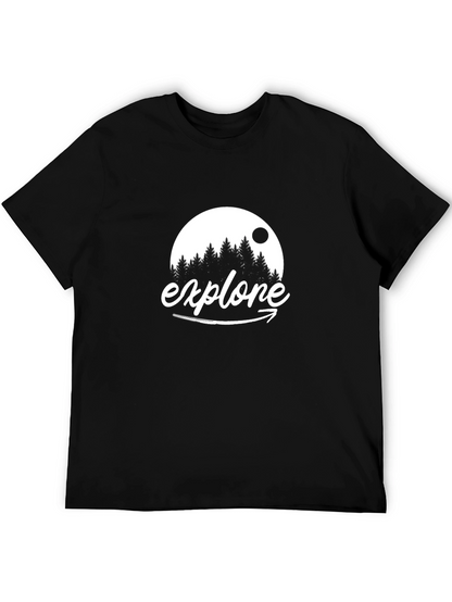 Explore Graphic Tee - Black Cotton Adventure Shirt
