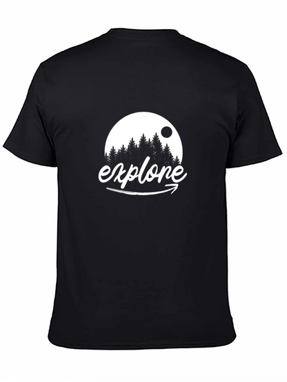 Explore Graphic Tee - Black Cotton Adventure Shirt