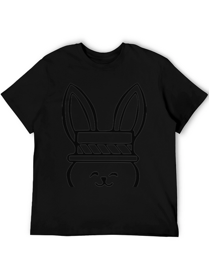 Bunny Tee: Black Cotton Graphic T-Shirt
