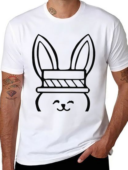 Bunny Tee: Black Cotton Graphic T-Shirt