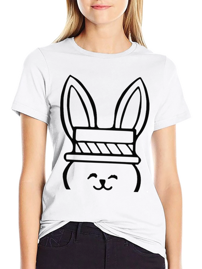 Bunny Tee: Black Cotton Graphic T-Shirt