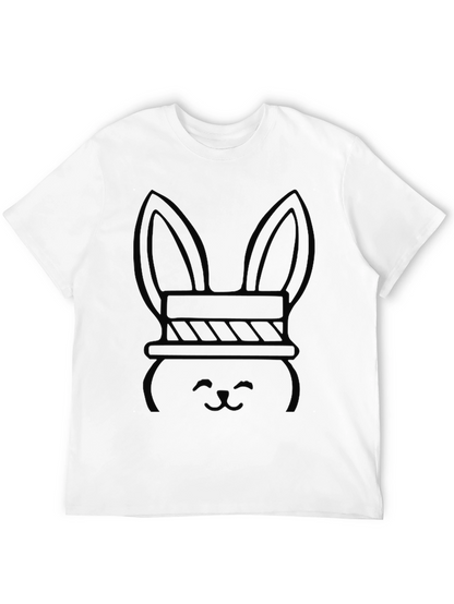 Bunny Tee: Black Cotton Graphic T-Shirt