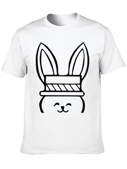 Bunny Tee: Black Cotton Graphic T-Shirt