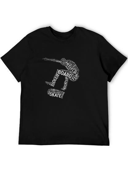 Skateboarding Word Art Graphic T-Shirt - Black