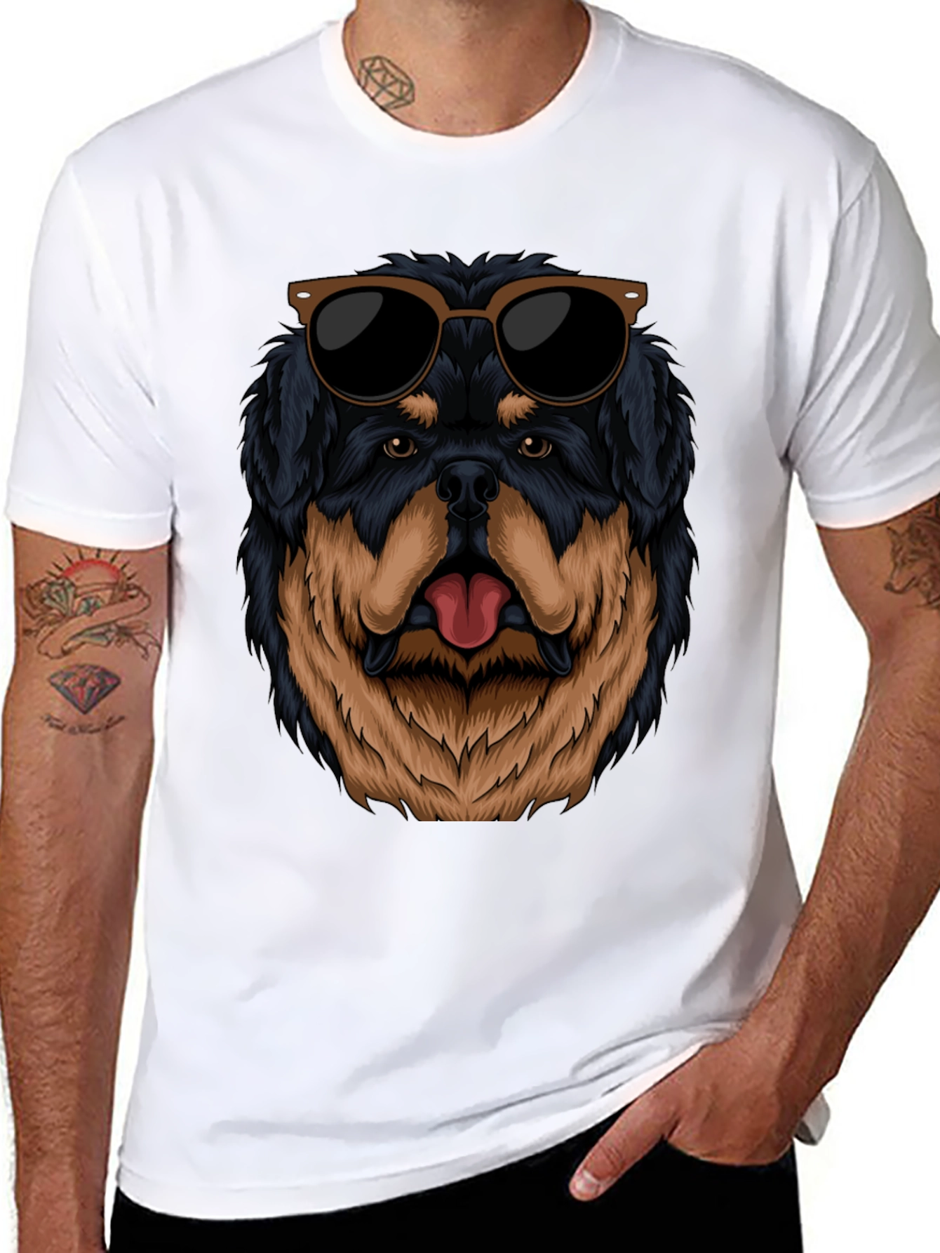 Cool Rottweiler Dog Graphic Black T-Shirt
