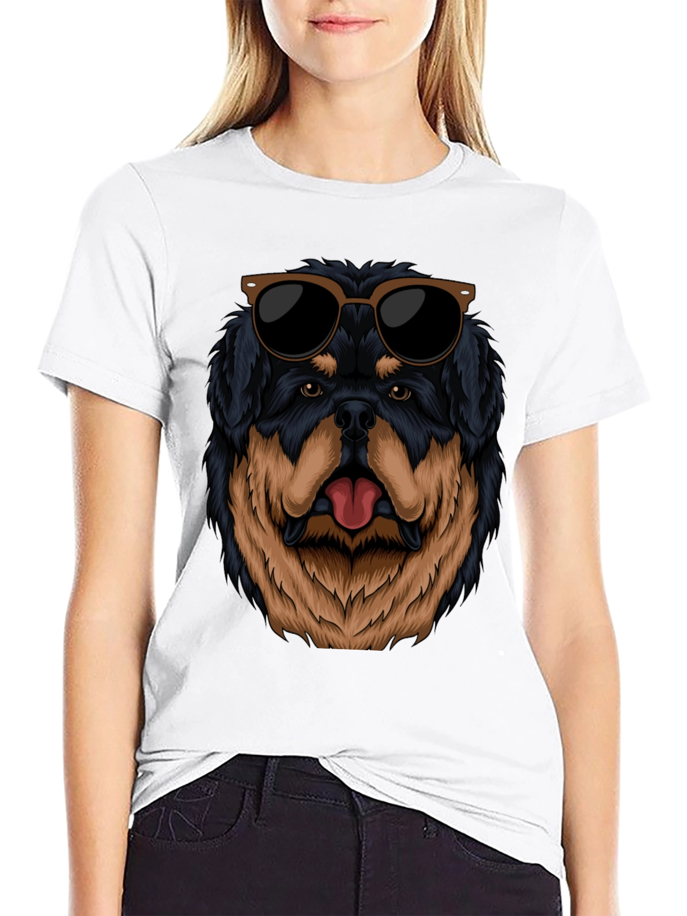 Cool Rottweiler Dog Graphic Black T-Shirt