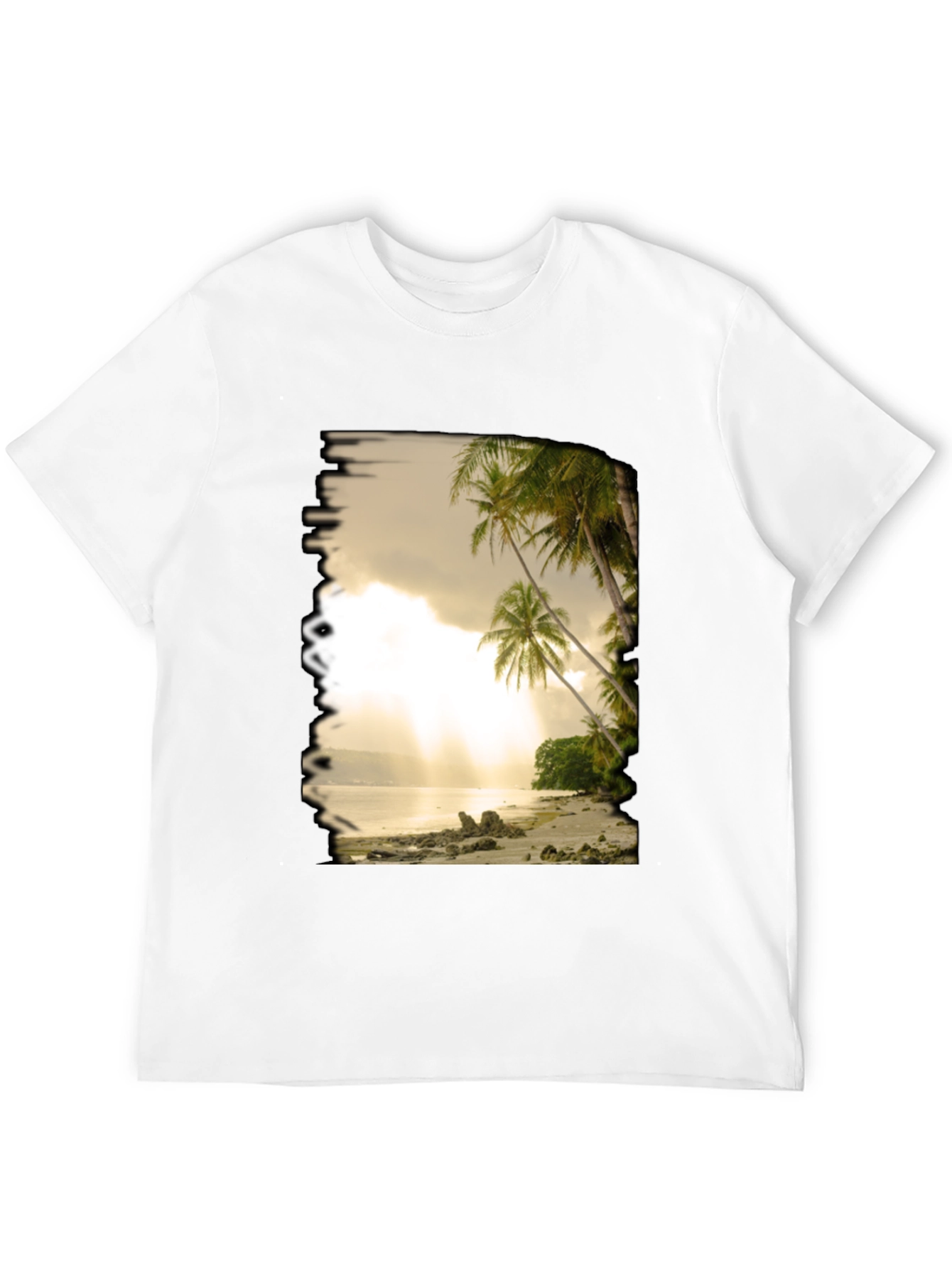 Beach Scene Graphic Tee - Tropical Paradise T-Shirt