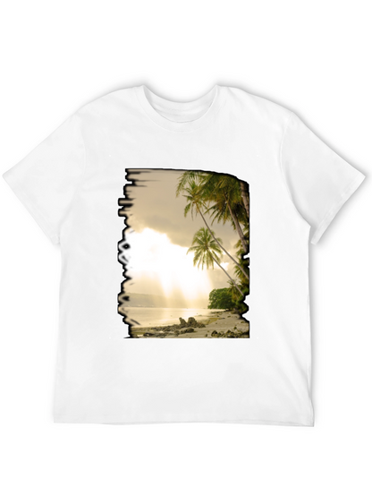Beach Scene Graphic Tee - Tropical Paradise T-Shirt