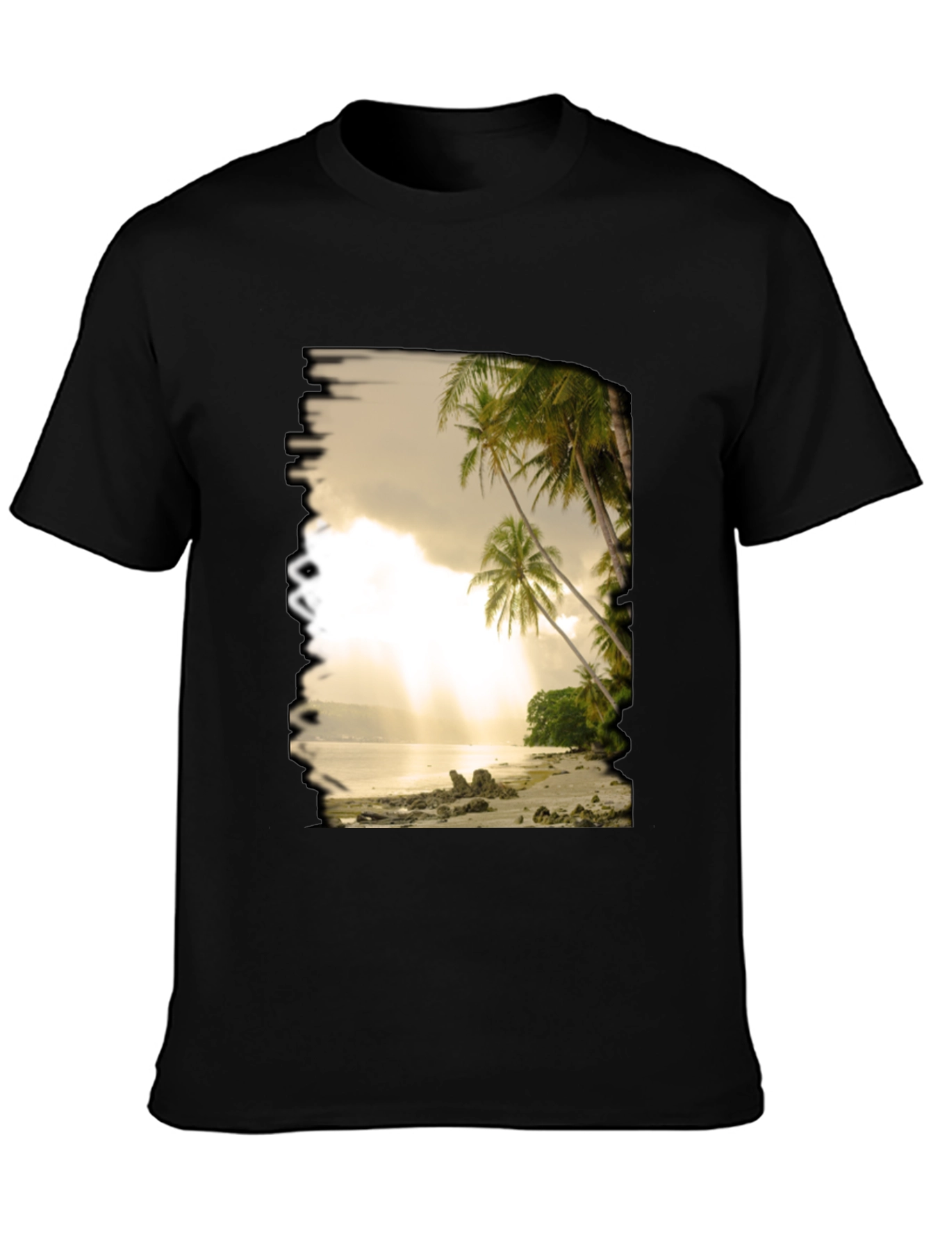 Beach Scene Graphic Tee - Tropical Paradise T-Shirt
