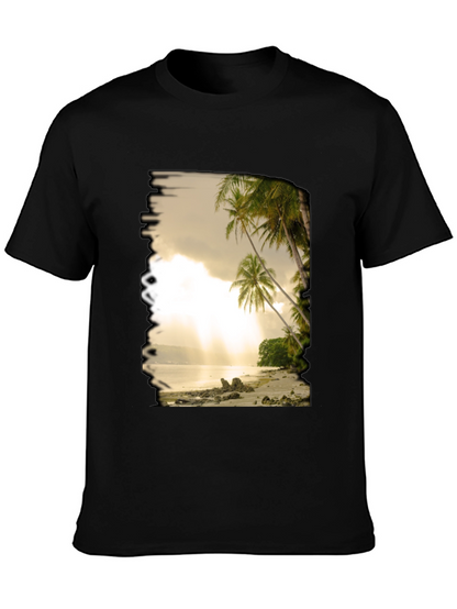 Beach Scene Graphic Tee - Tropical Paradise T-Shirt