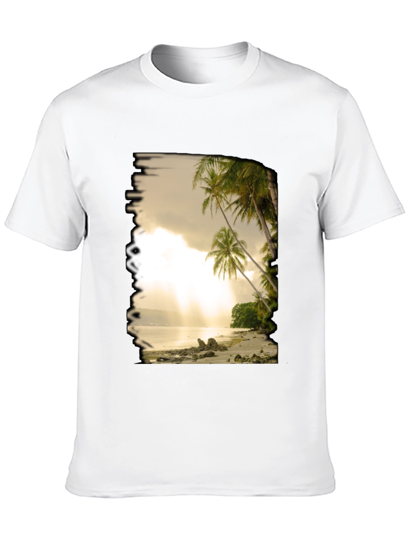 Beach Scene Graphic Tee - Tropical Paradise T-Shirt