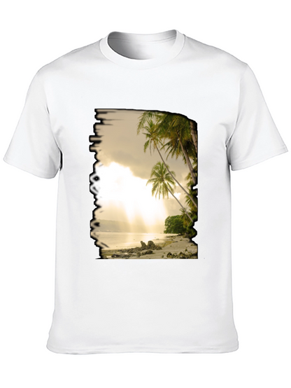 Beach Scene Graphic Tee - Tropical Paradise T-Shirt