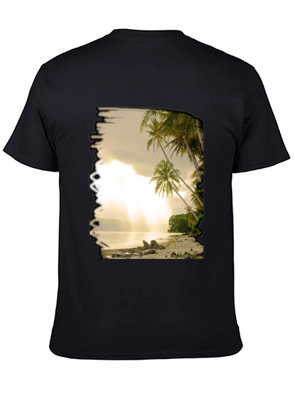 Beach Scene Graphic Tee - Tropical Paradise T-Shirt
