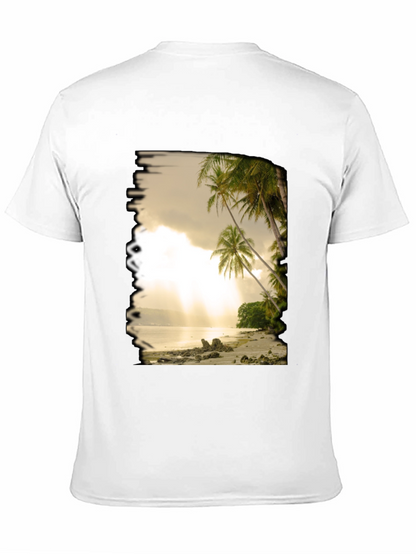 Beach Scene Graphic Tee - Tropical Paradise T-Shirt