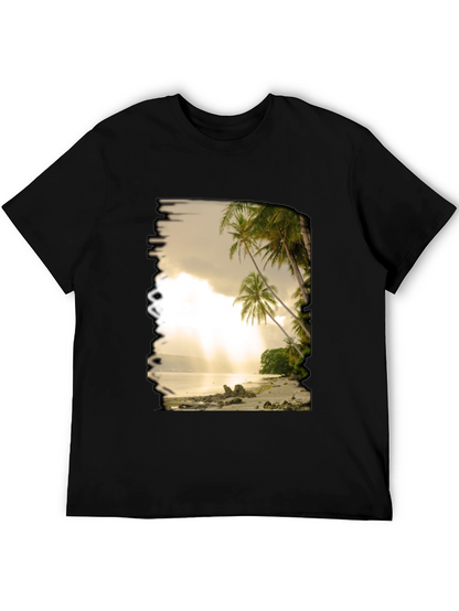 Beach Scene Graphic Tee - Tropical Paradise T-Shirt