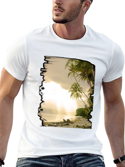 Beach Scene Graphic Tee - Tropical Paradise T-Shirt