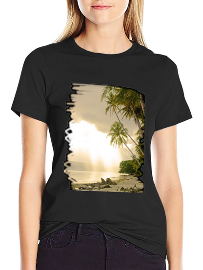 Beach Scene Graphic Tee - Tropical Paradise T-Shirt