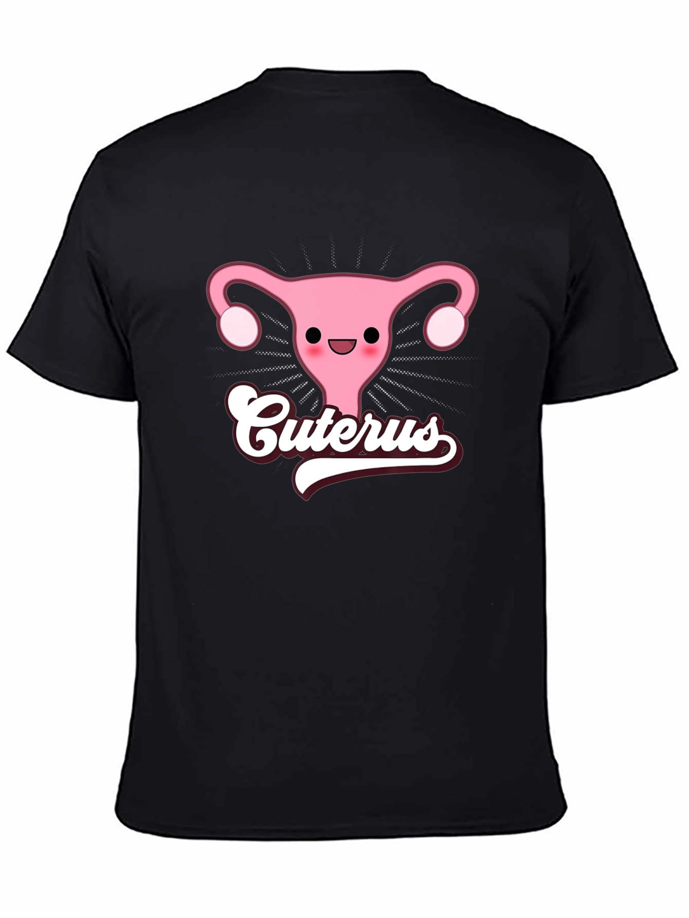 Cuterus Black Graphic Tee - Funny Uterus Shirt