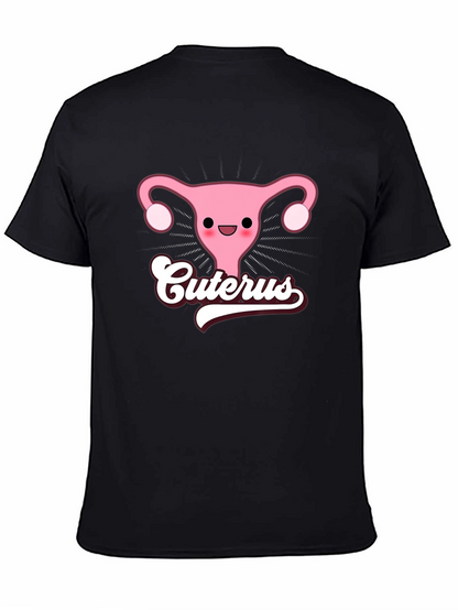 Cuterus Black Graphic Tee - Funny Uterus Shirt